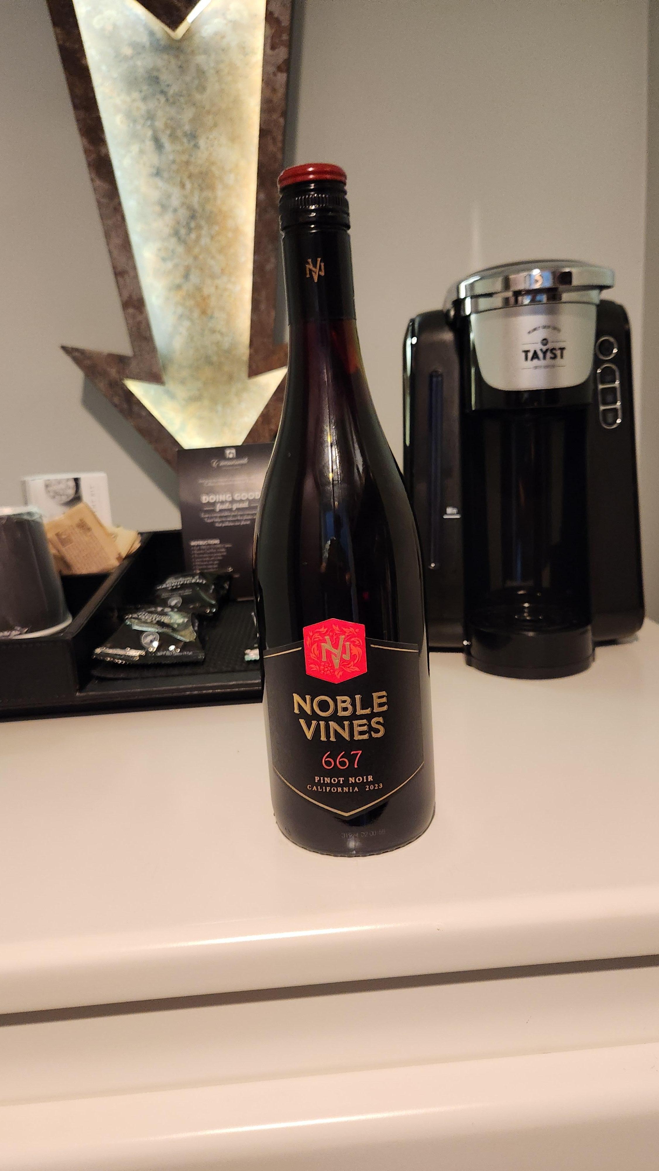 Free bottle of local Pinot Grigio.