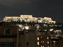Night time view from the roof of the hotel. They also had a bar up there.