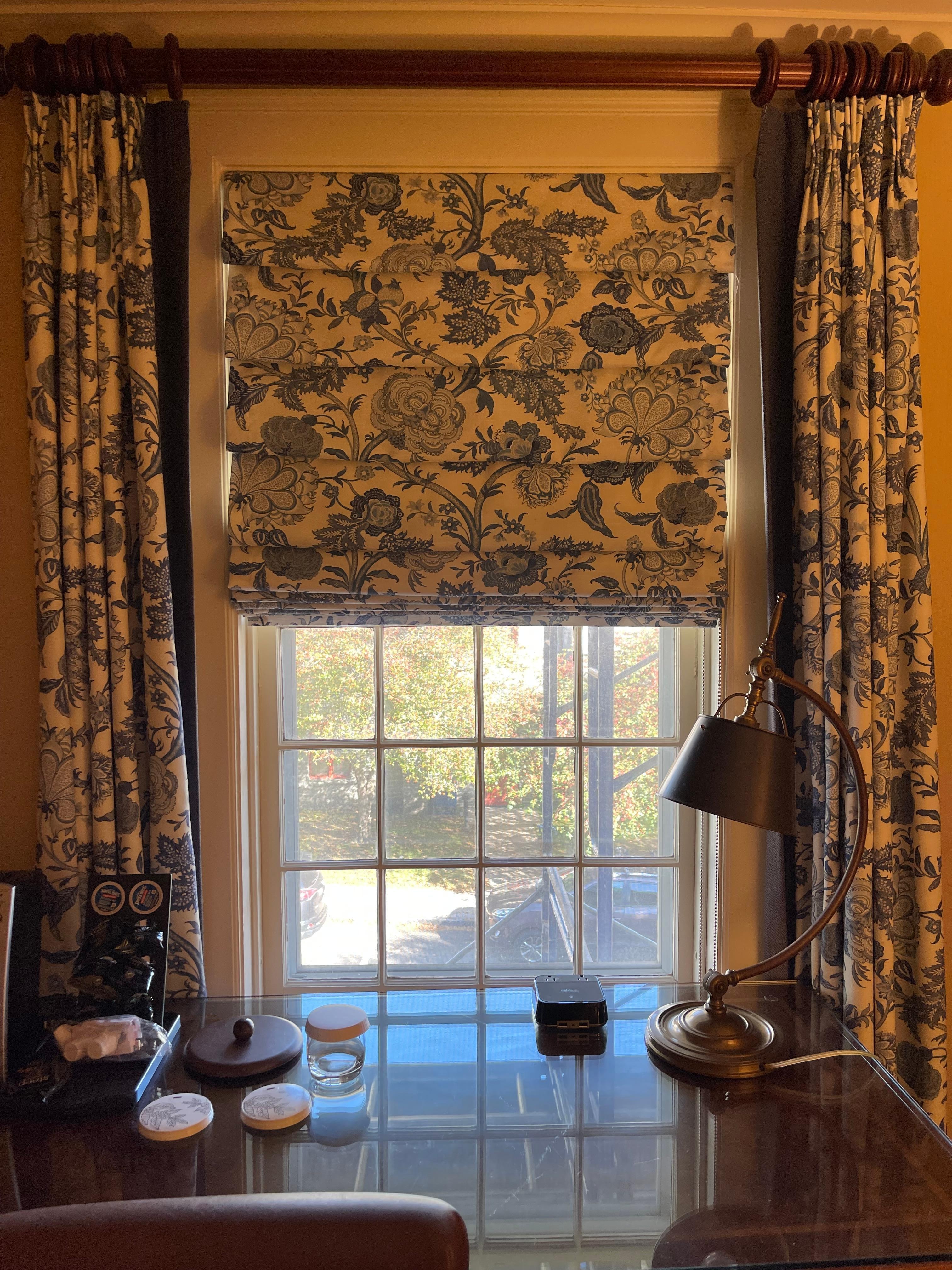 Beautiful window treatments in our room. 
