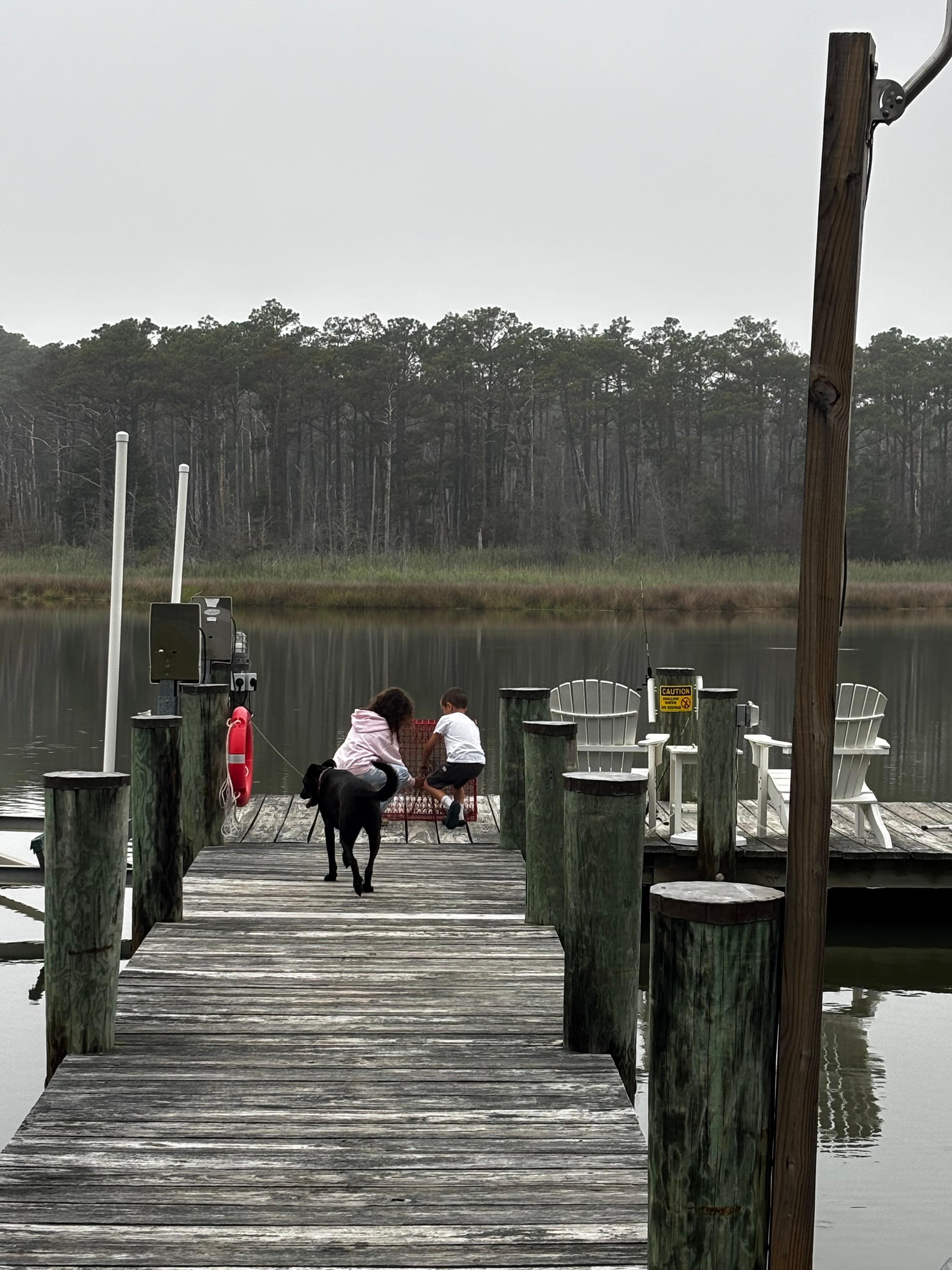 Checking the crab pots. 