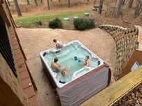View of hot tub from upper deck