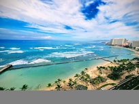 View of Waikiki from The Twin Fin Hotel.