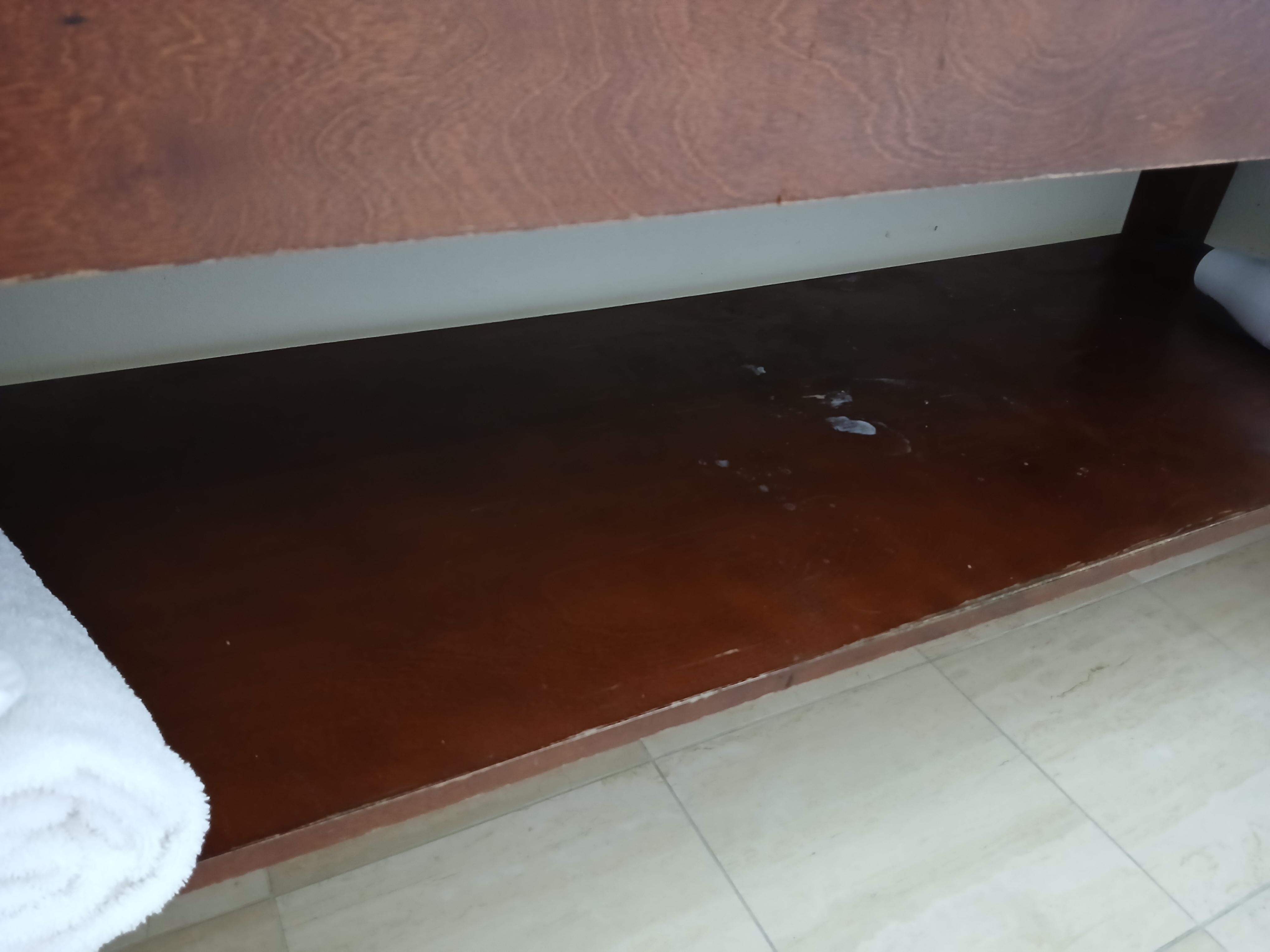 You see the big white stain. Even after room service came to the room, they never cleaned. Cleaned it.
 The culprit was not vacuum when I checked in  the room.