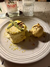 Delicious pistachio tiramisu at the restaurant upstairs, Seen by Oliver