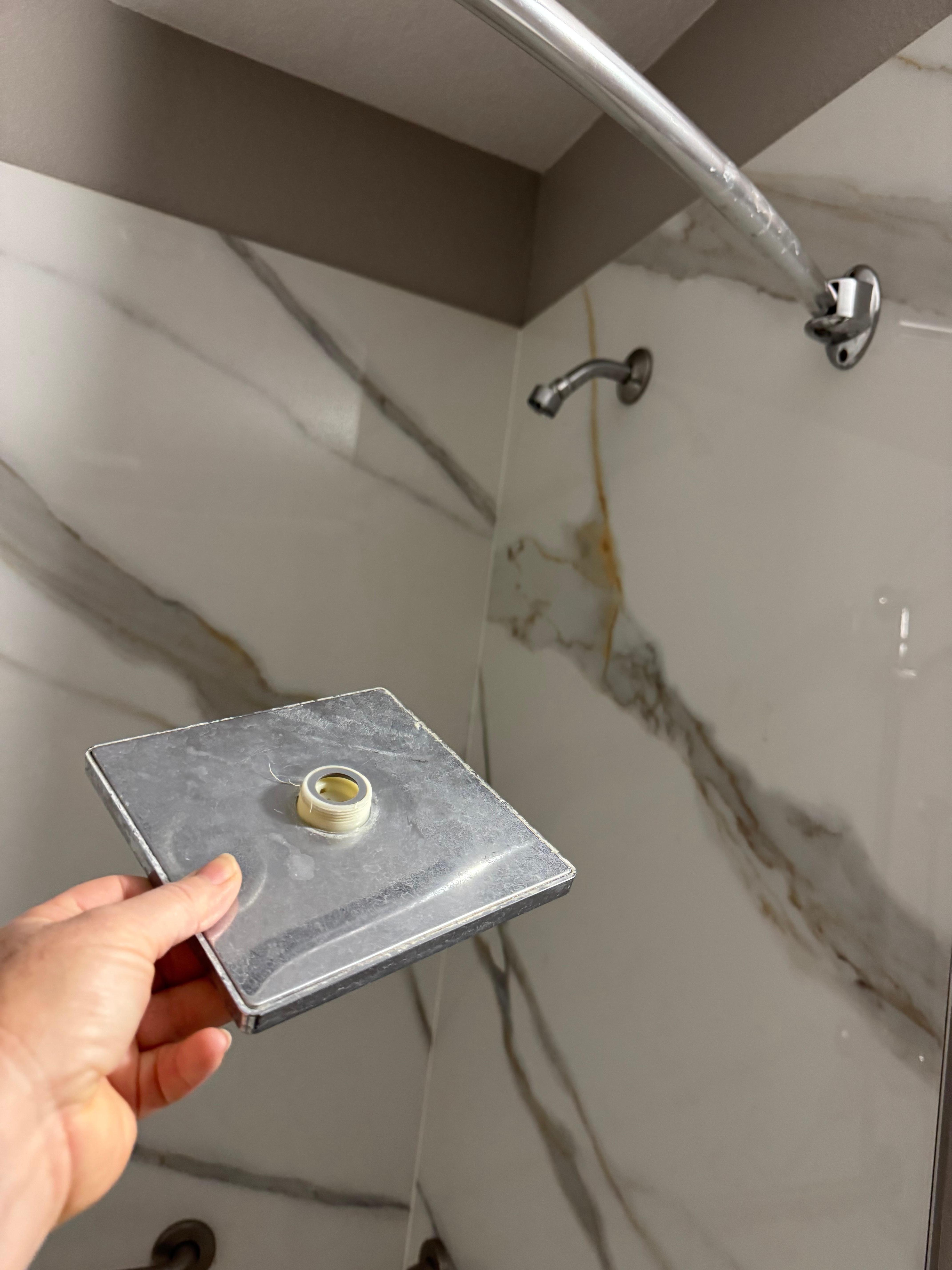 Turned on the water, the shower head fell on my head. 