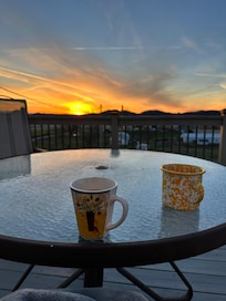 Beautiful sunrise sitting out on the balcony.