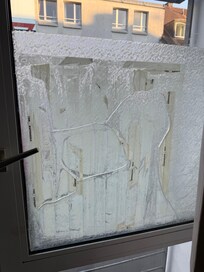 Broken window glued together