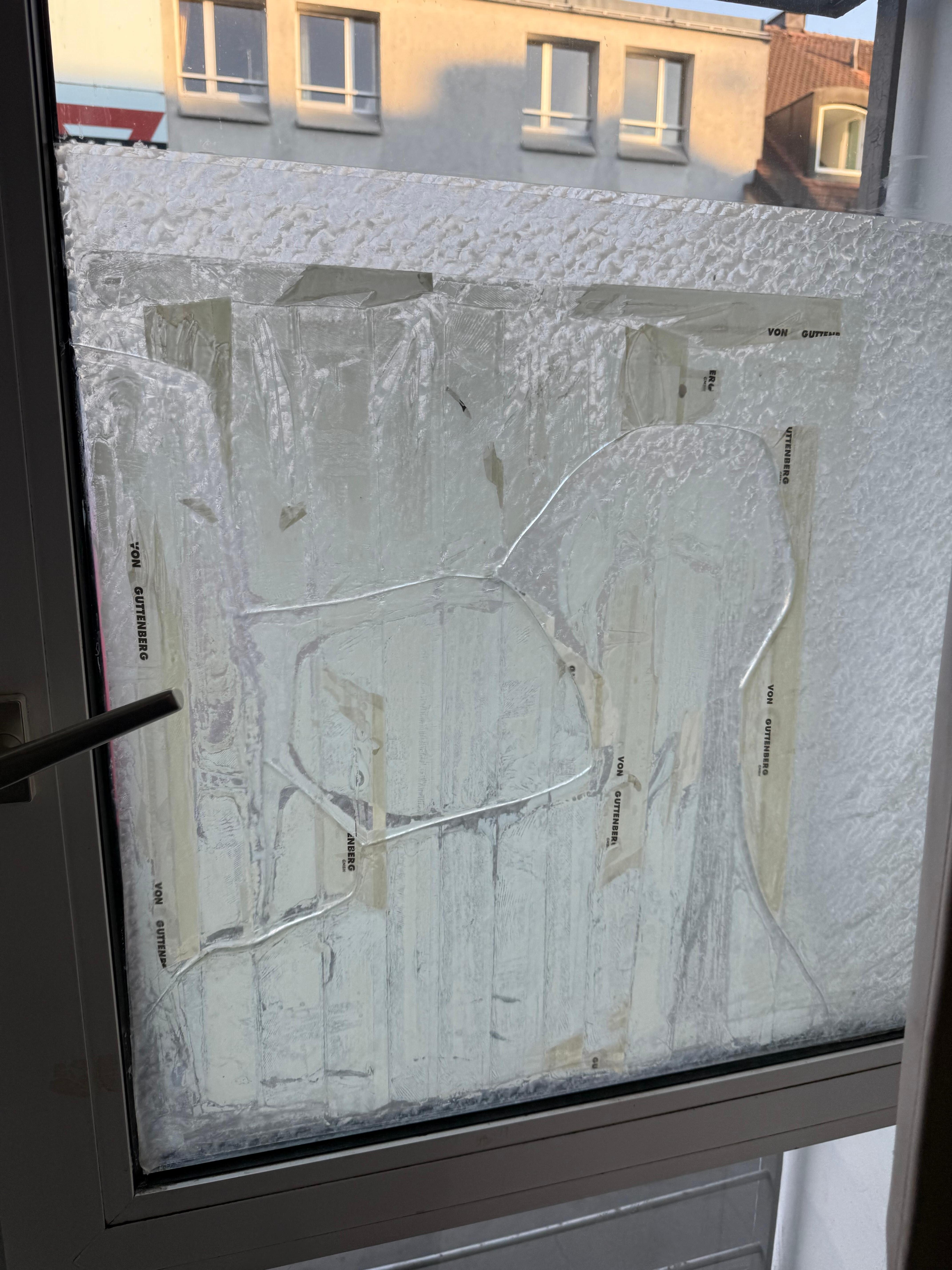 Broken window glued together