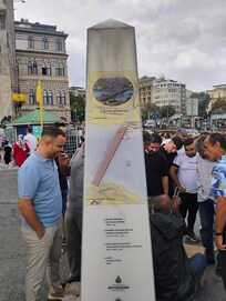 Galata bridge monument.