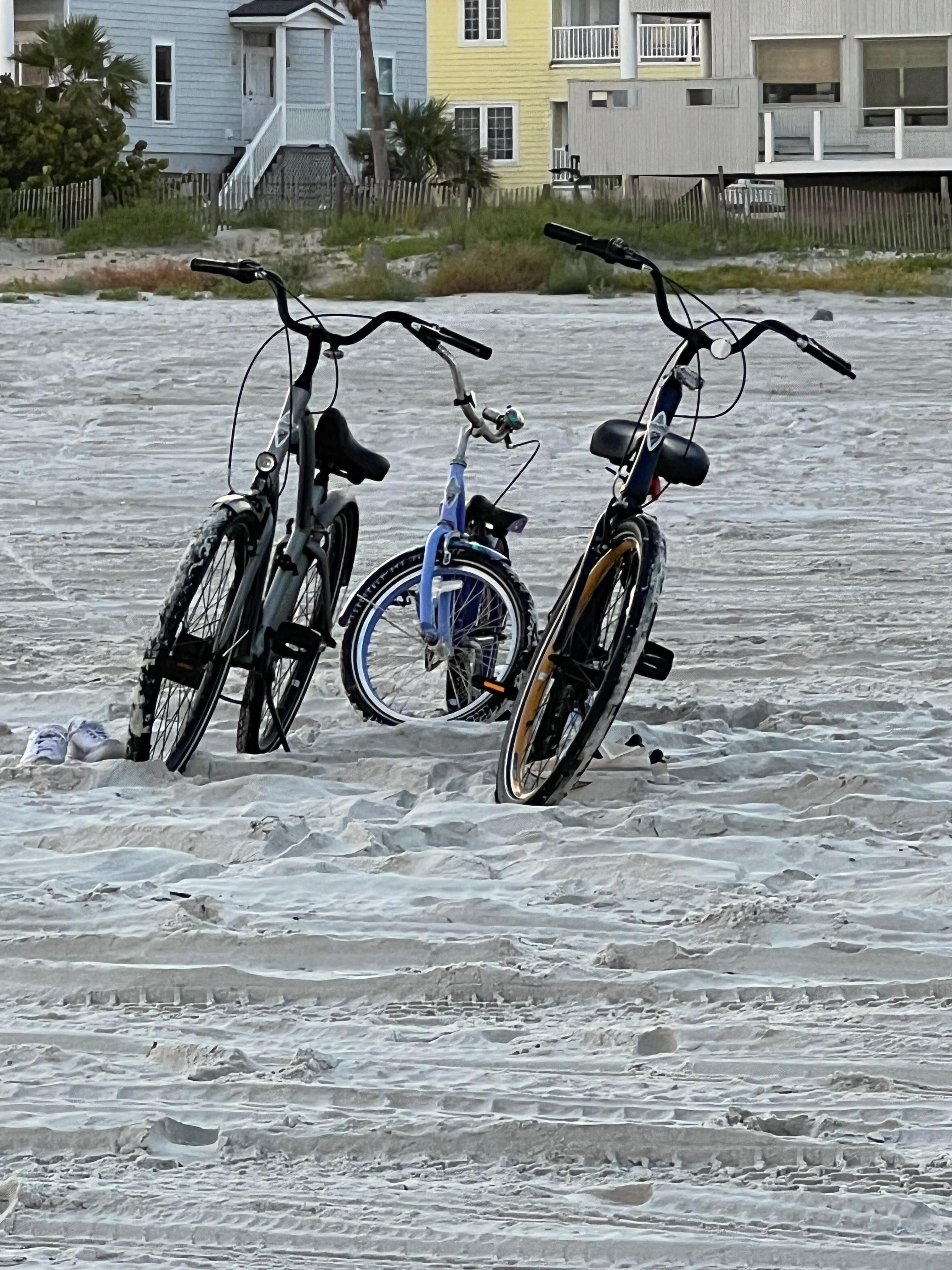 Biking to the beach.