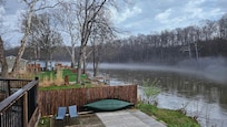 From the back deck, fog rolling in after a rain.