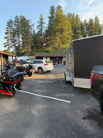 Plenty of room to unload the bike for the Sturgis Rally and a place to park the trailer.
