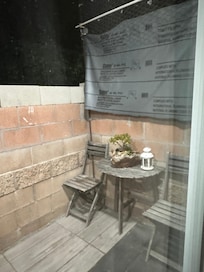 Table outside the door
