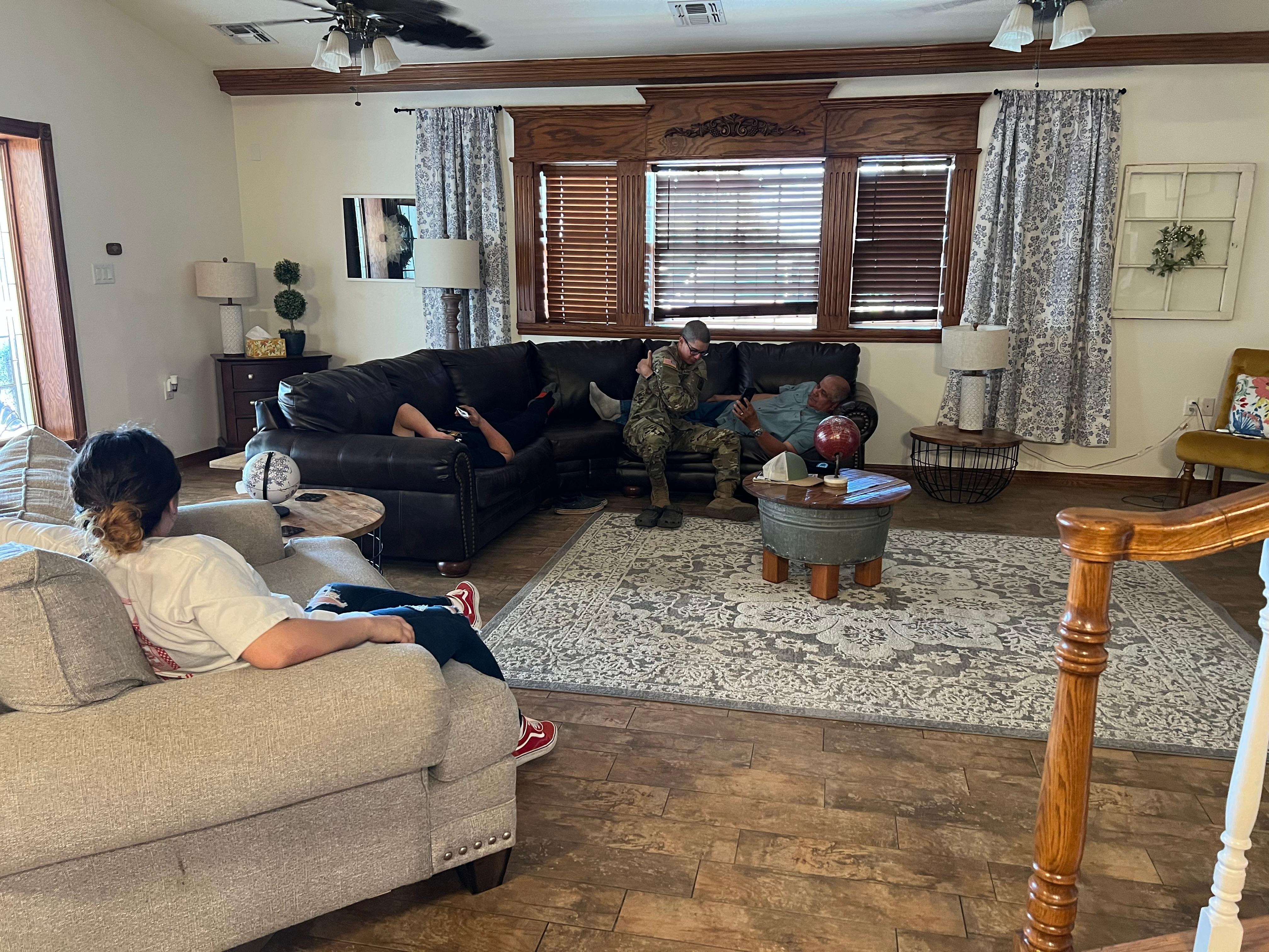 Relaxing in the main living room. 