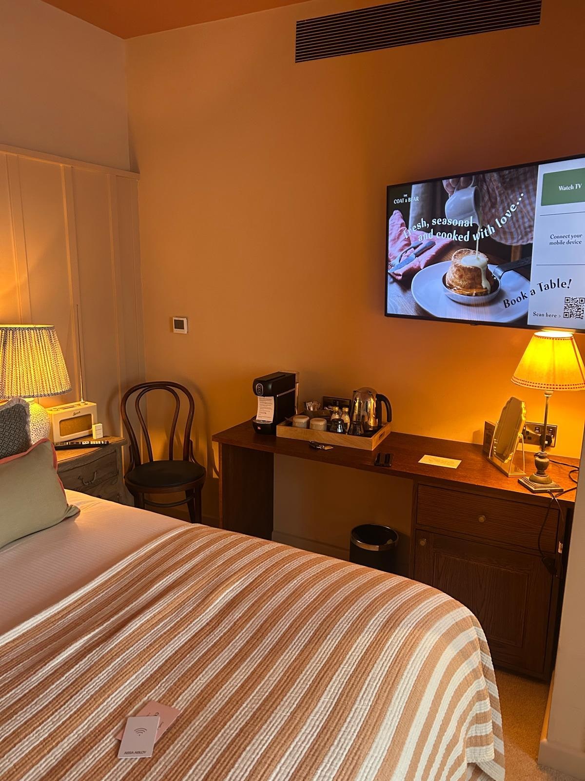Tea & coffee facilities, plus a large flat-screen TV