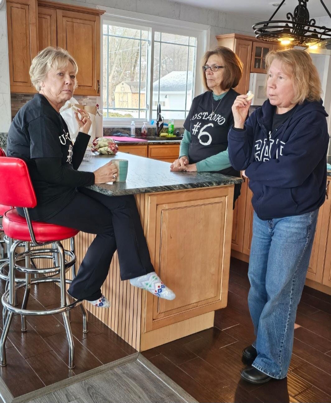 Sugar cookies and conversation in the spacious kitchen.