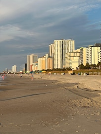 Facing south from beach. Pier is under some sort of construction. Unsightly