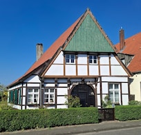 Er zijn in Steinfurt prachtige oude vakwerkhuizen.