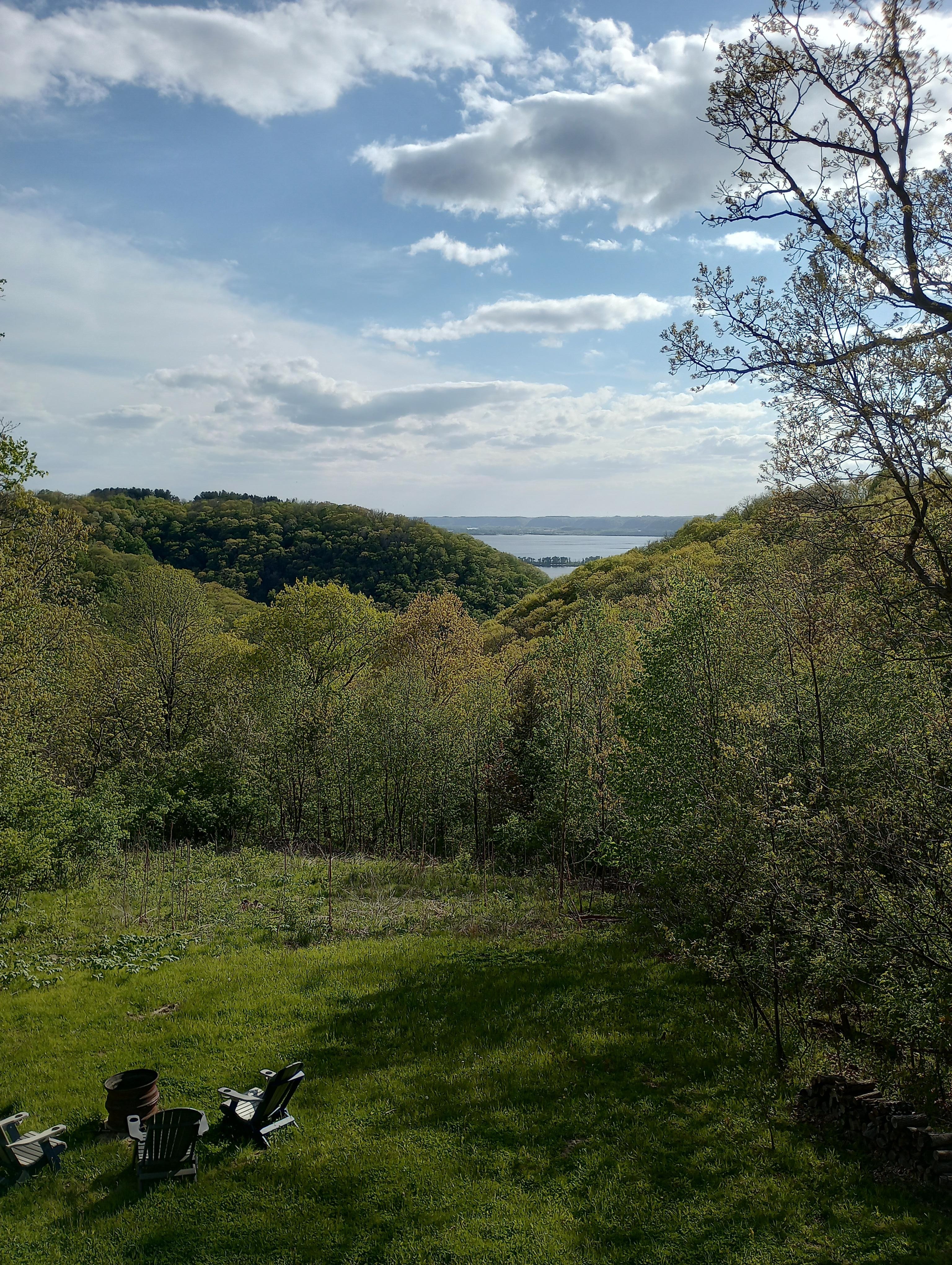 View of yard and Mississippi River from deck