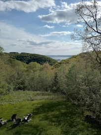 View of yard and Mississippi River from deck