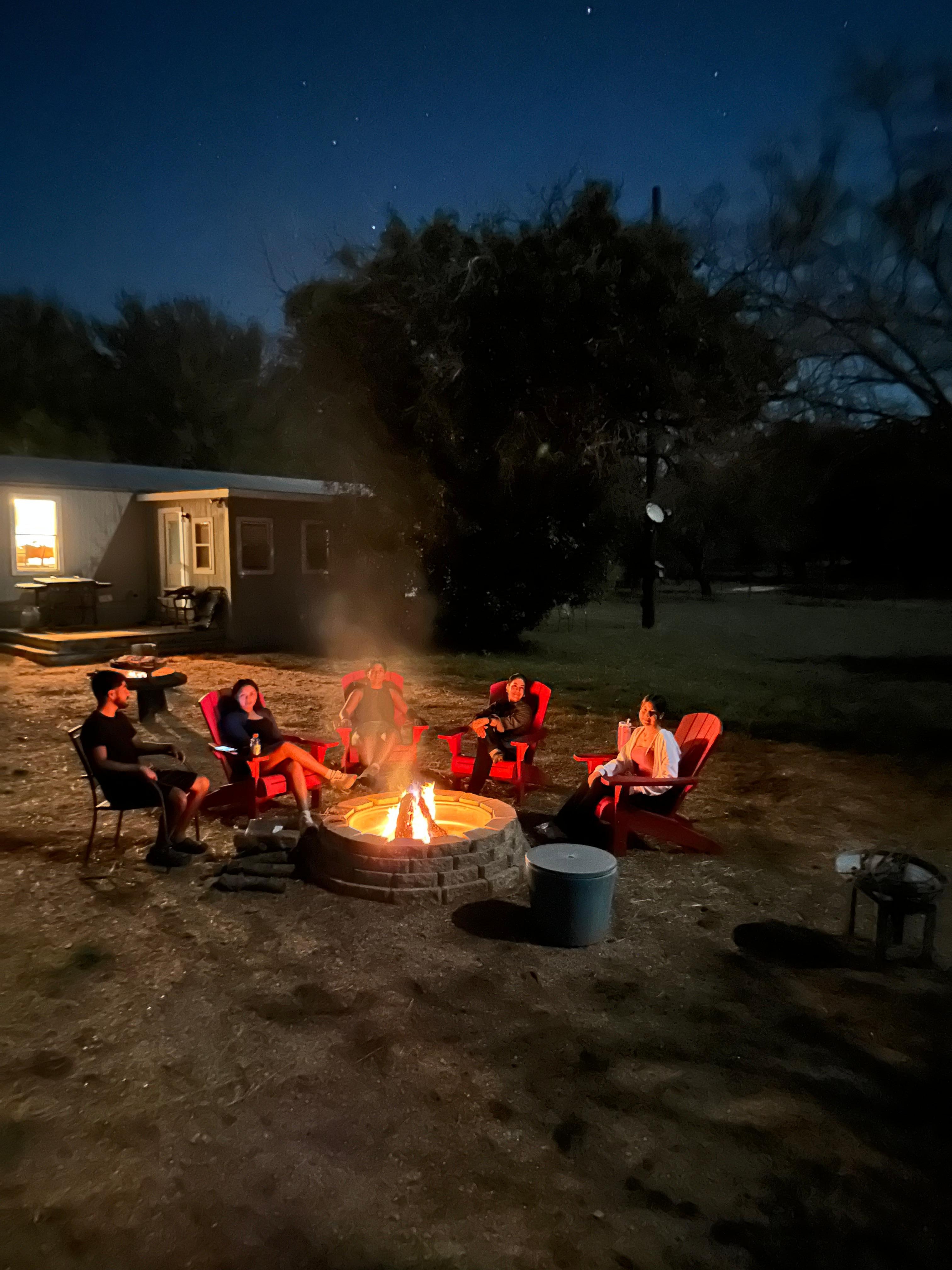 Relaxing by the campfire