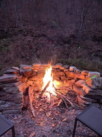 Beautiful fire pit with its own Lazer light show!