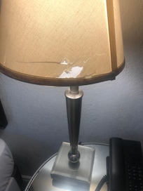 Lampshade next to bed