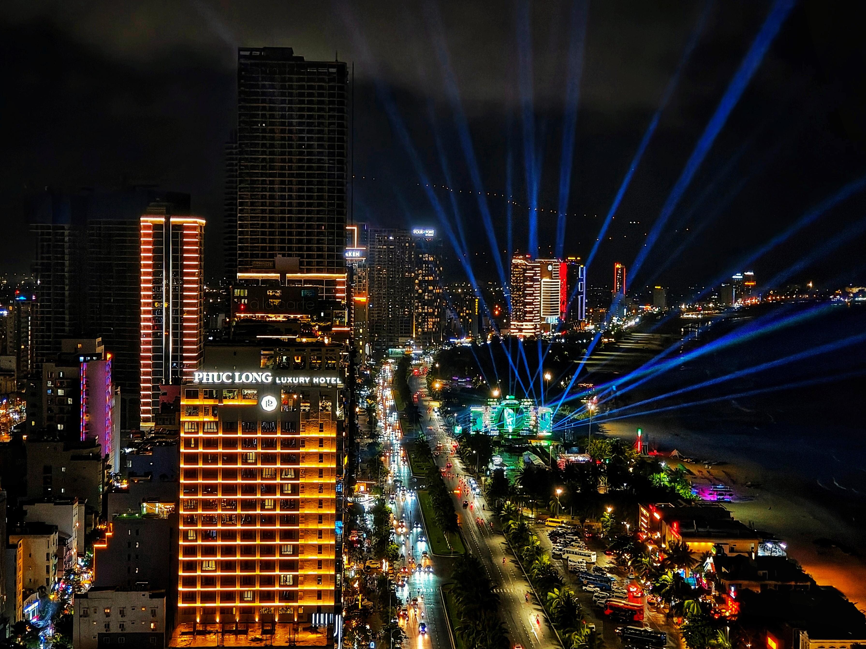 View from the balcony at night 