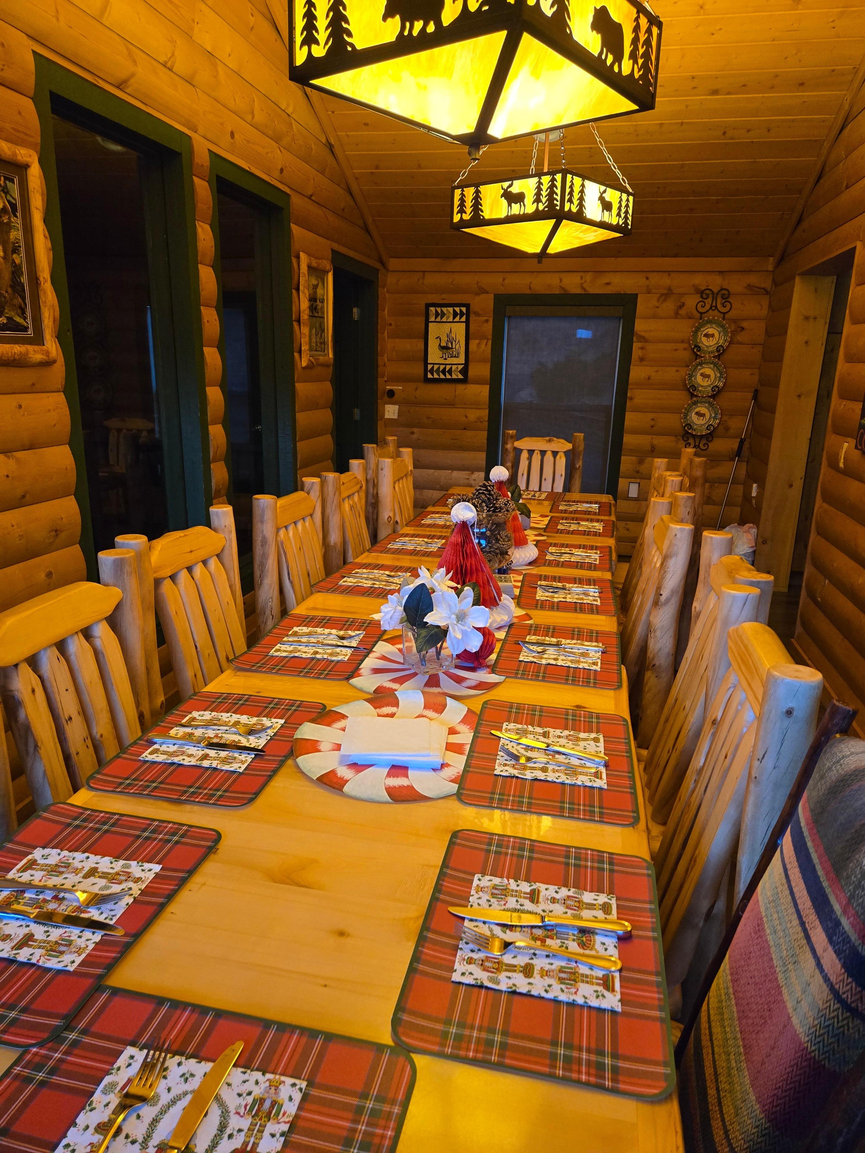 Large dining table easily fit 16.