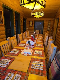 Large dining table easily fit 16.