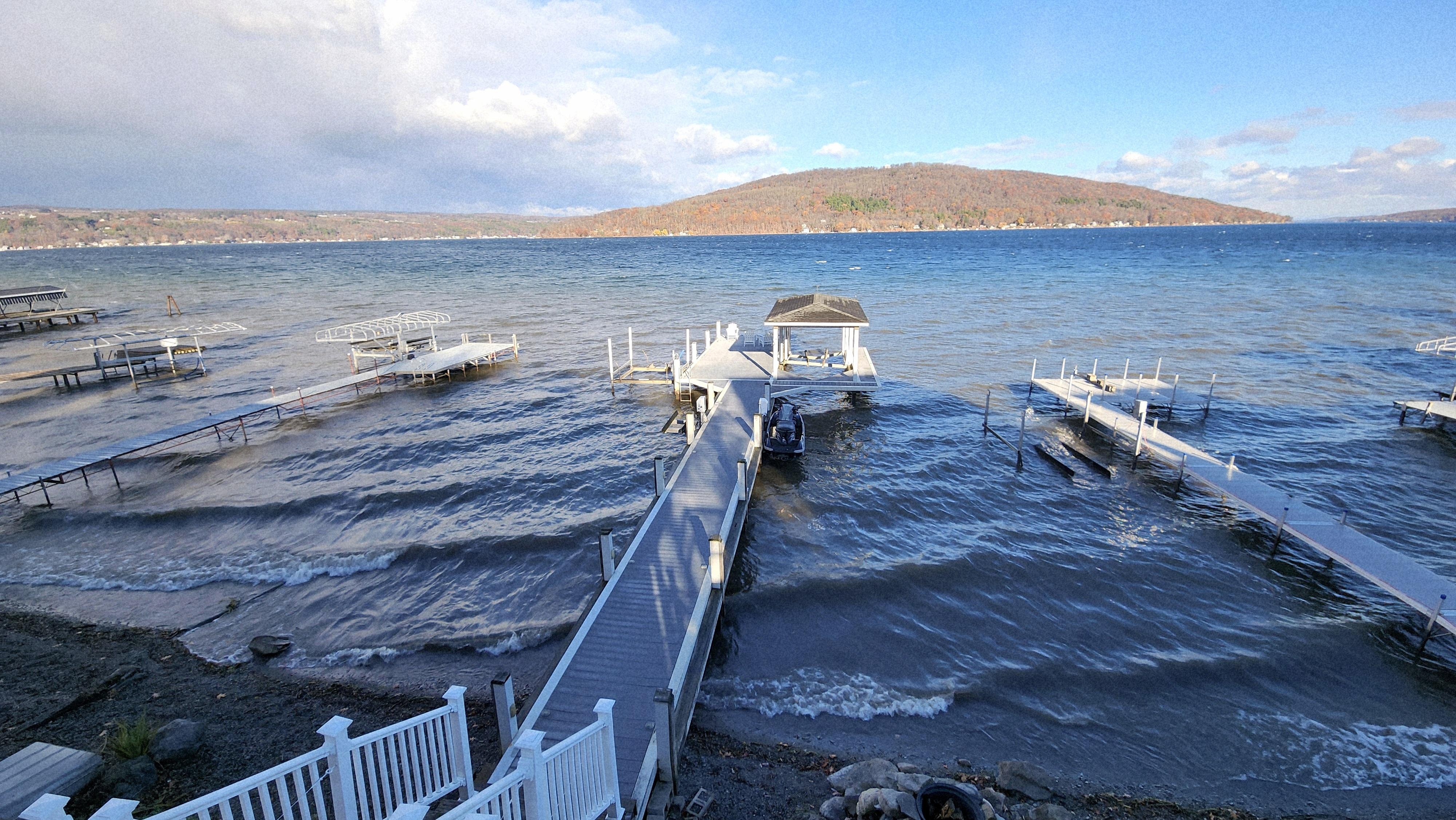 What a different view our last morning! Mother Nature was windy and cold, and the water was very choppy, but still beautiful!