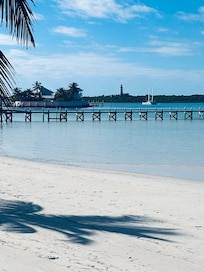 Looking to the left youâll see the Hopetown Lighthouse
