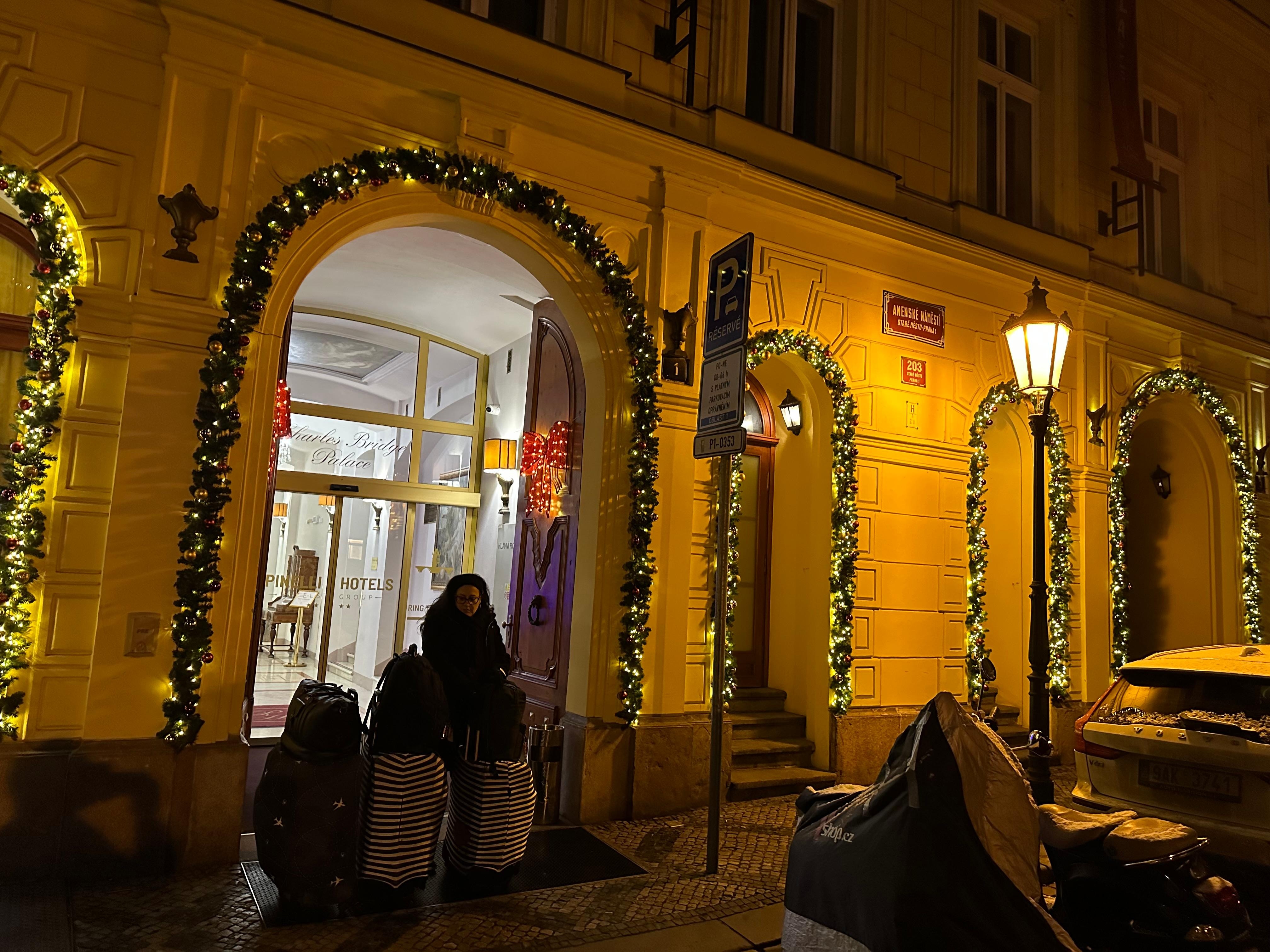 Outside of hotel early January