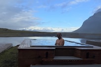 Hot Tub with a backdrop of Glaciers