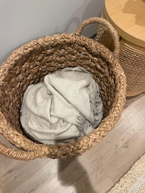 Dirty blankets in a basket