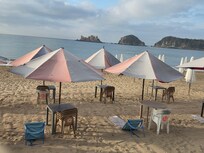 Beach chairs double stacked because broken