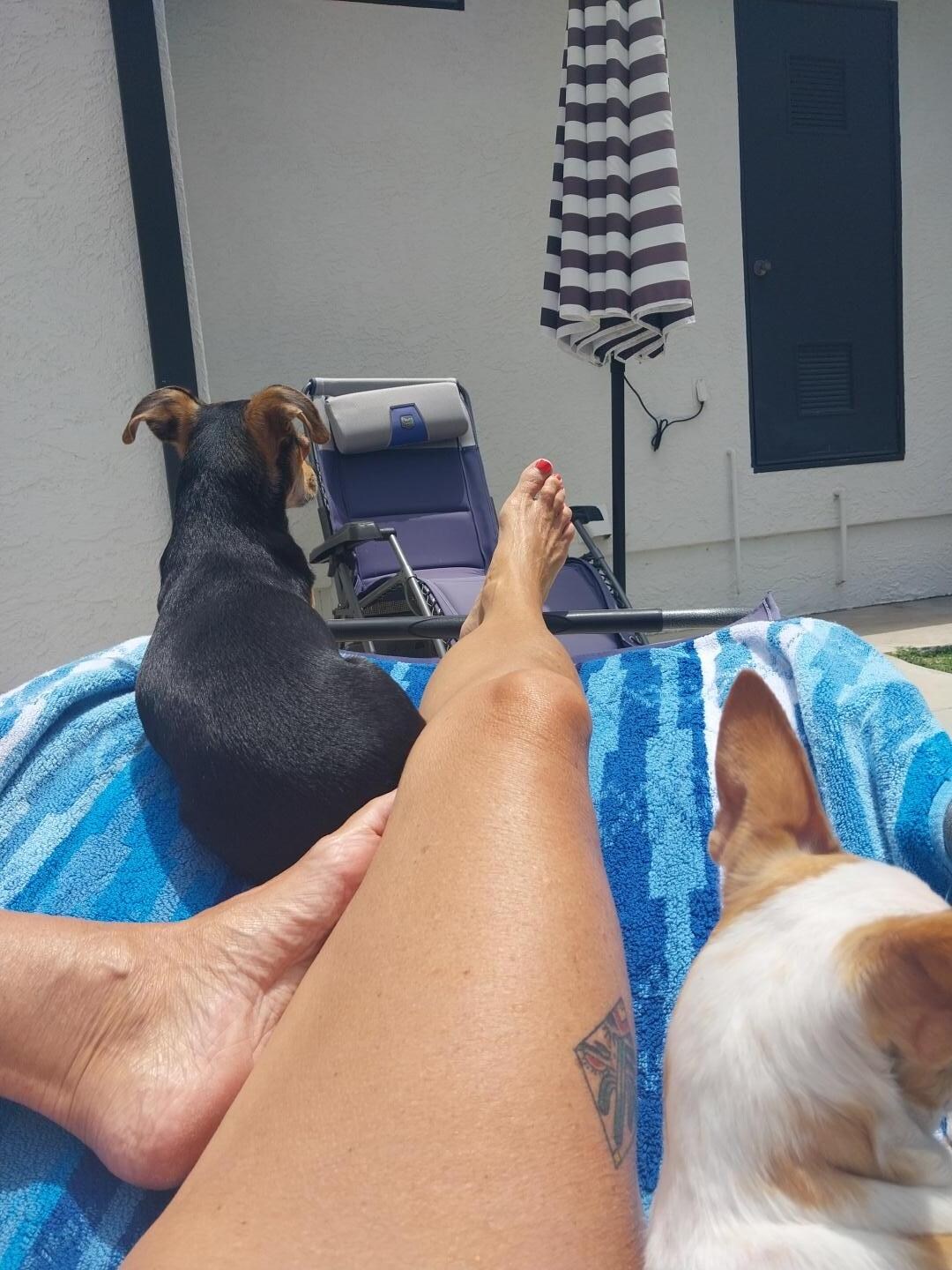 More sun bathing
Golden tan success 
