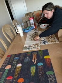 Large table great for jigsaw puzzle and sorting treasures from the beach
