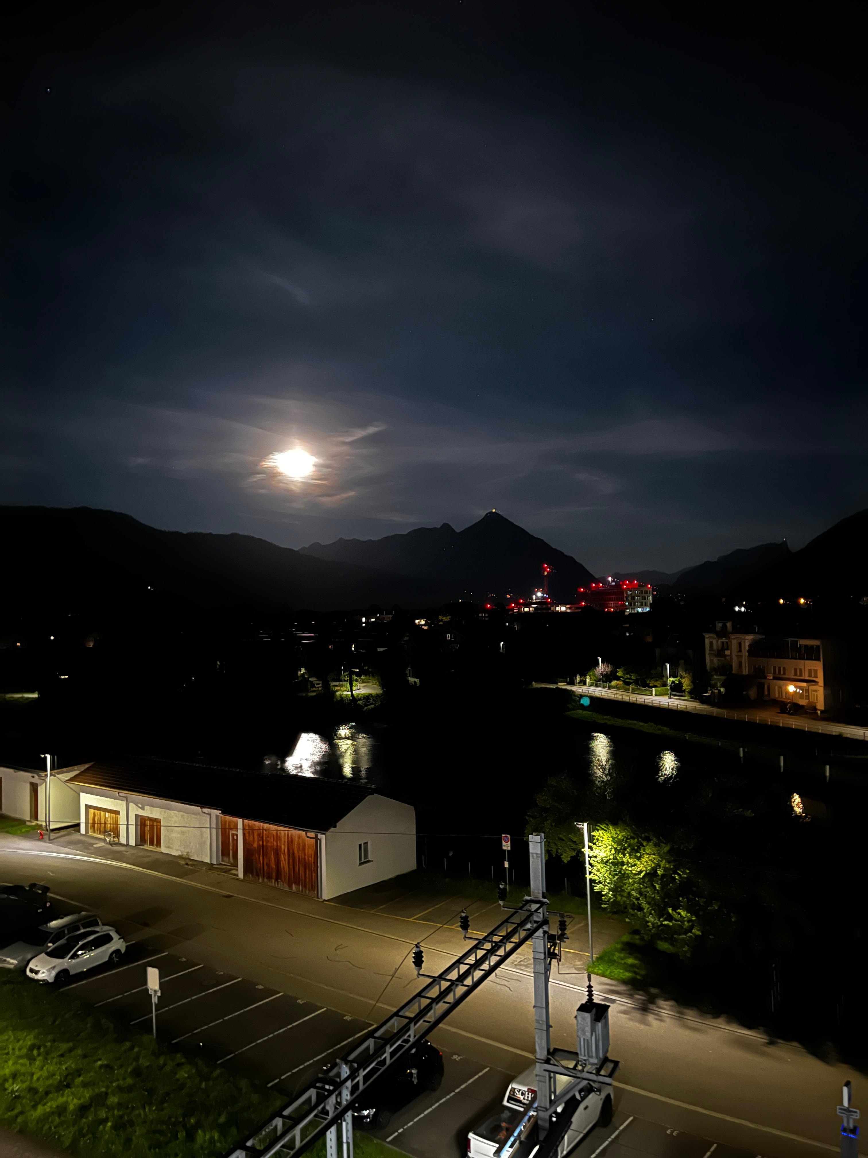 View from room at night.