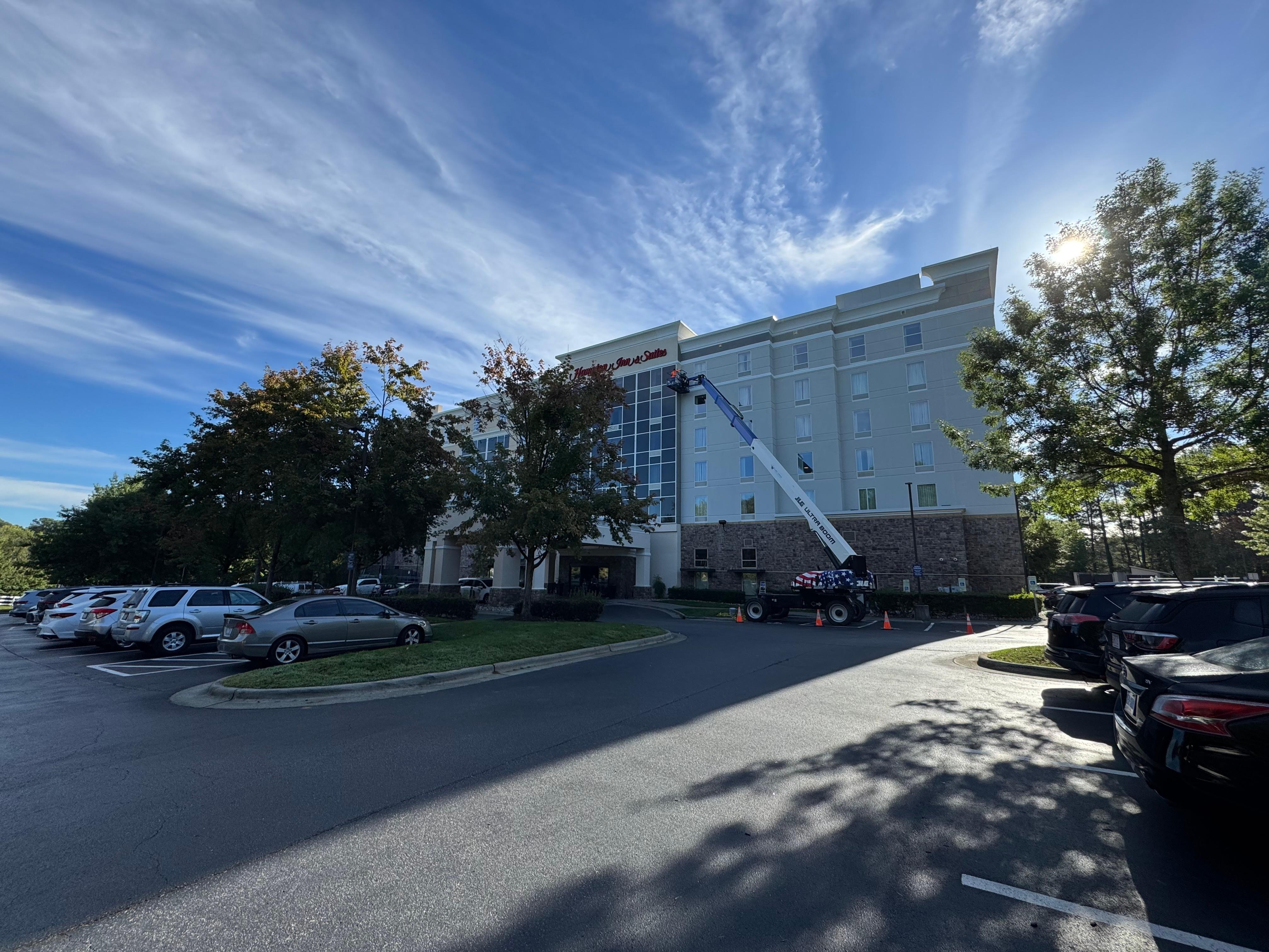 They were painting and cleaning the outside when we were there 