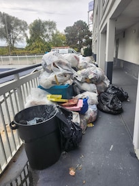 Garbage bags everywhere.