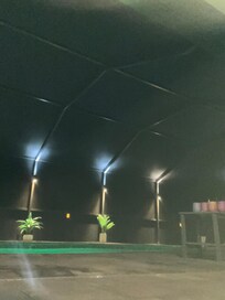 night view at the pool with the LED lights