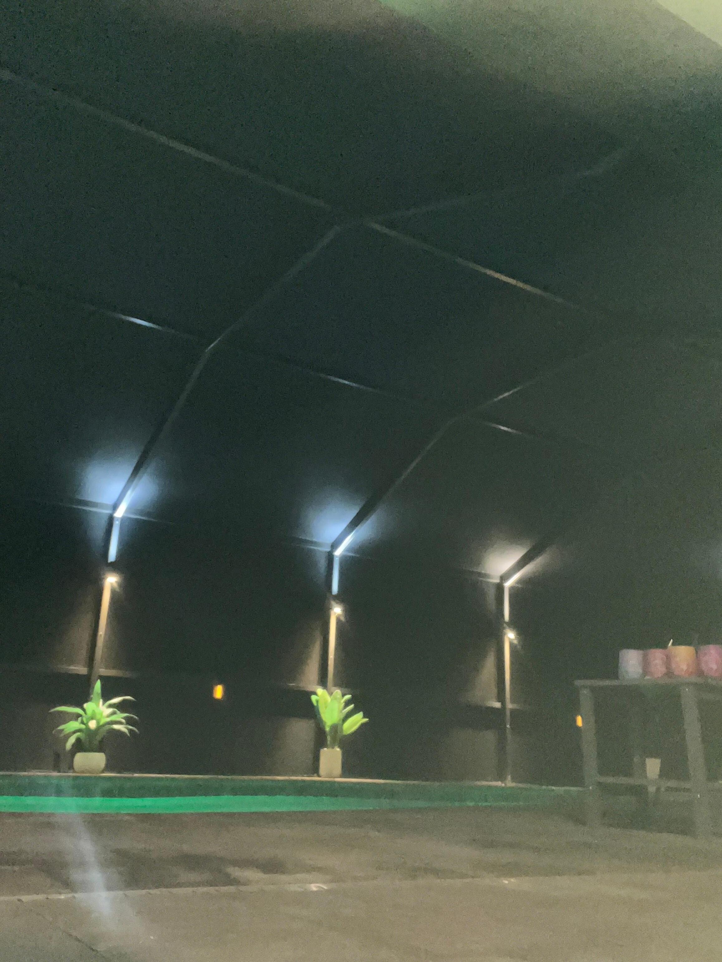 night view at the pool with the LED lights