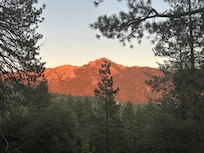 Looking east the sun highlighted Tahquitz Peak at sunset.