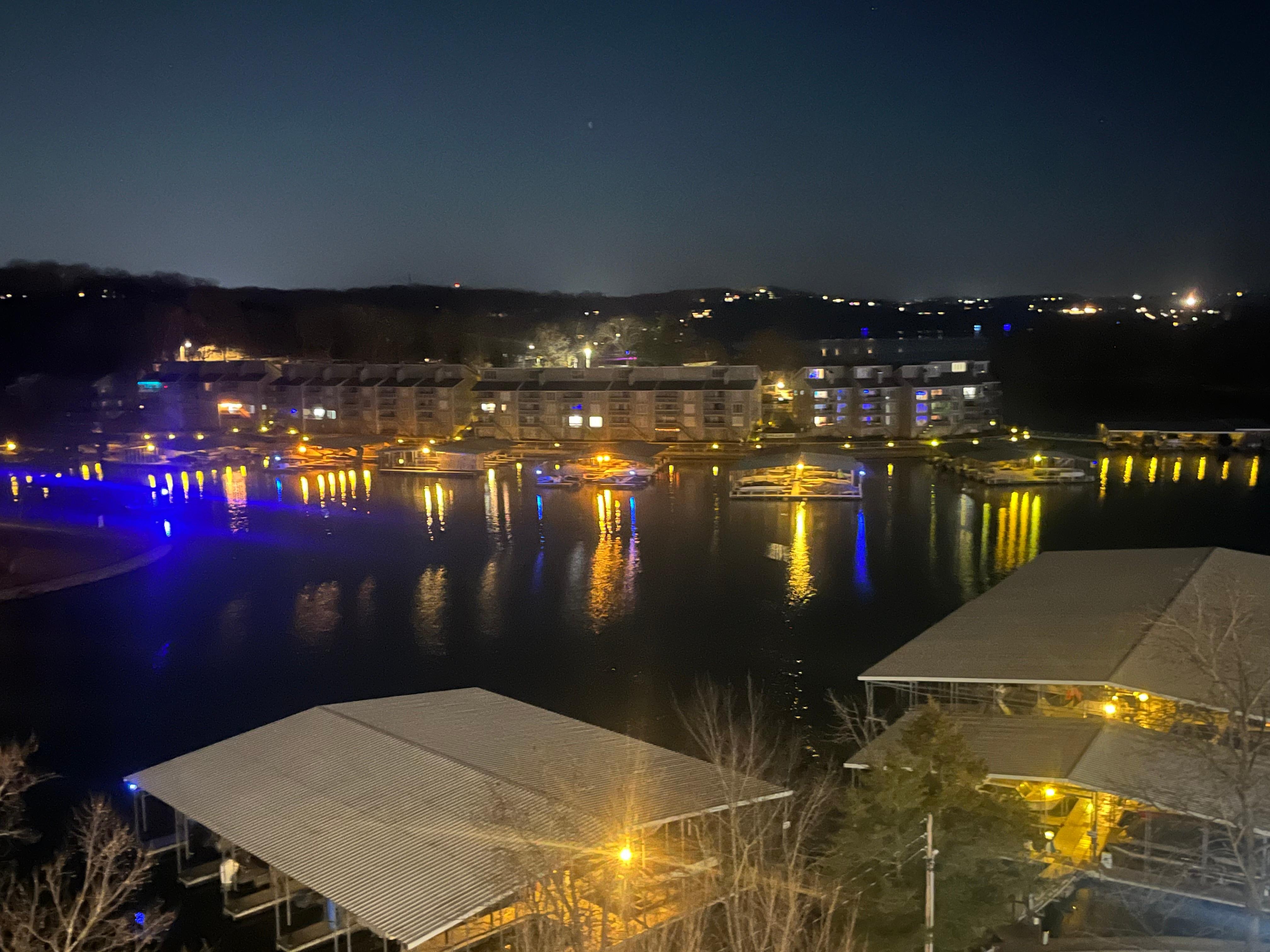 Pretty night view of lake from 8th floor