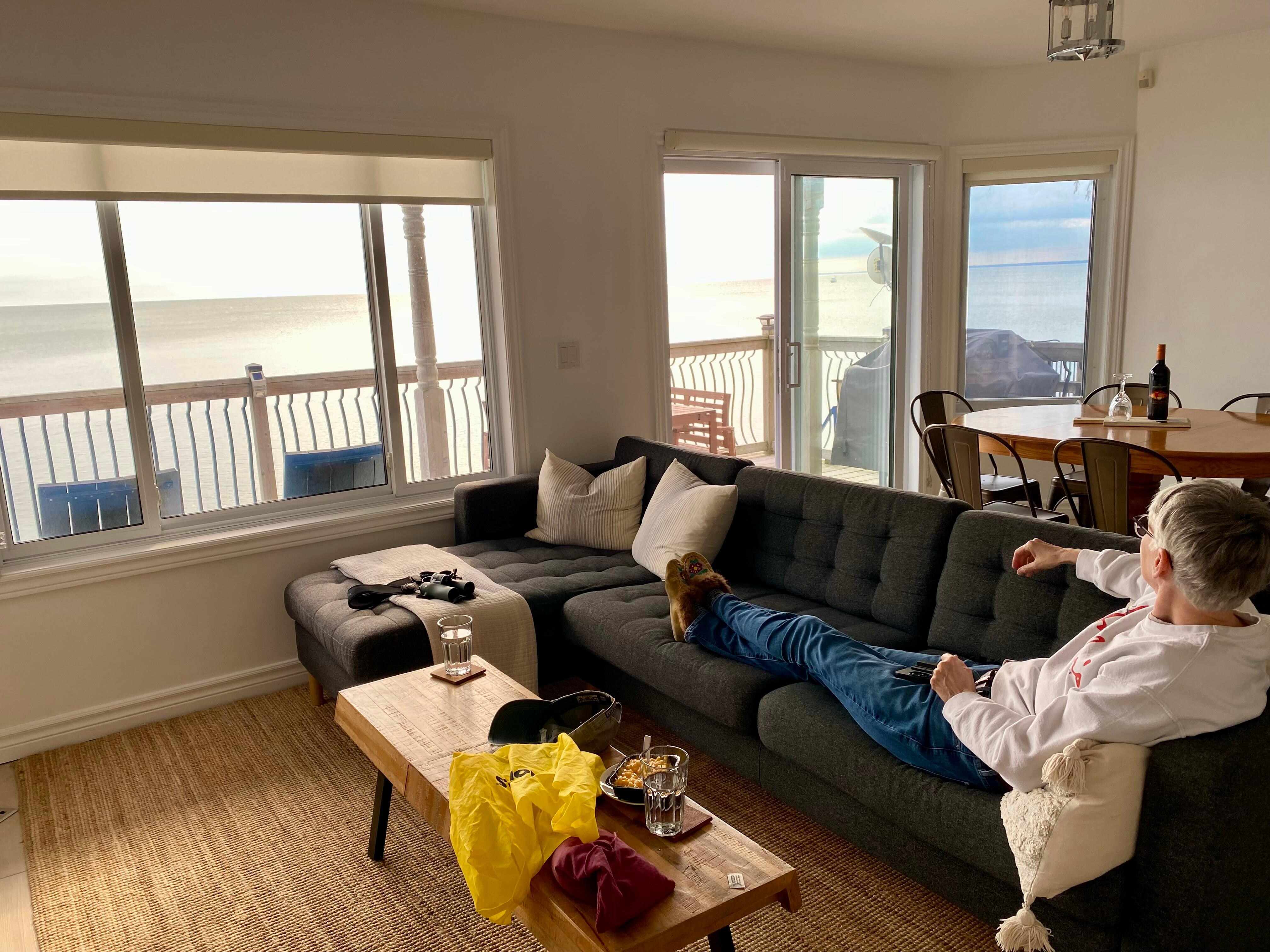 Enjoying the view from the couch