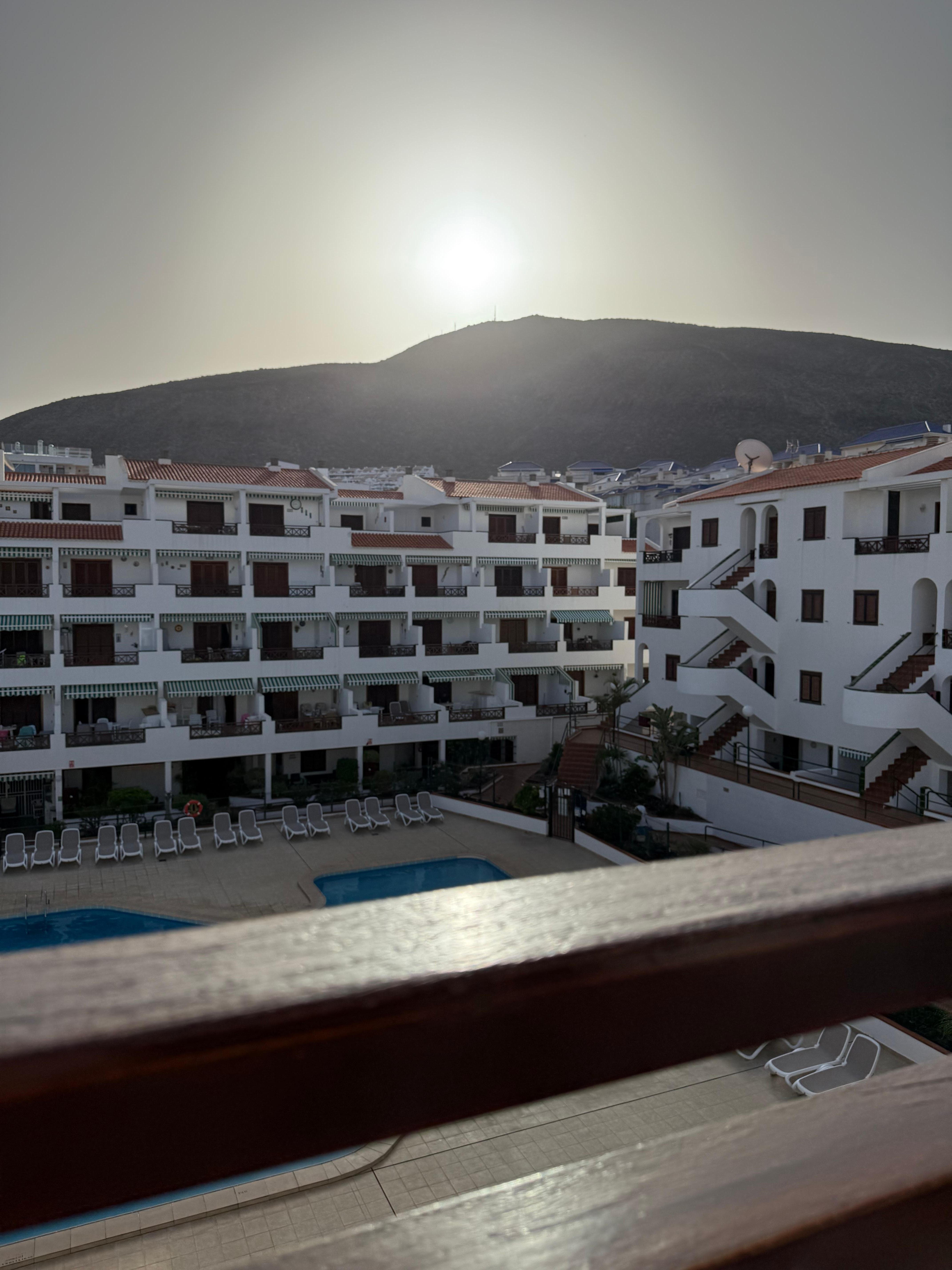 Sun rising from the balcony in the bedroom 