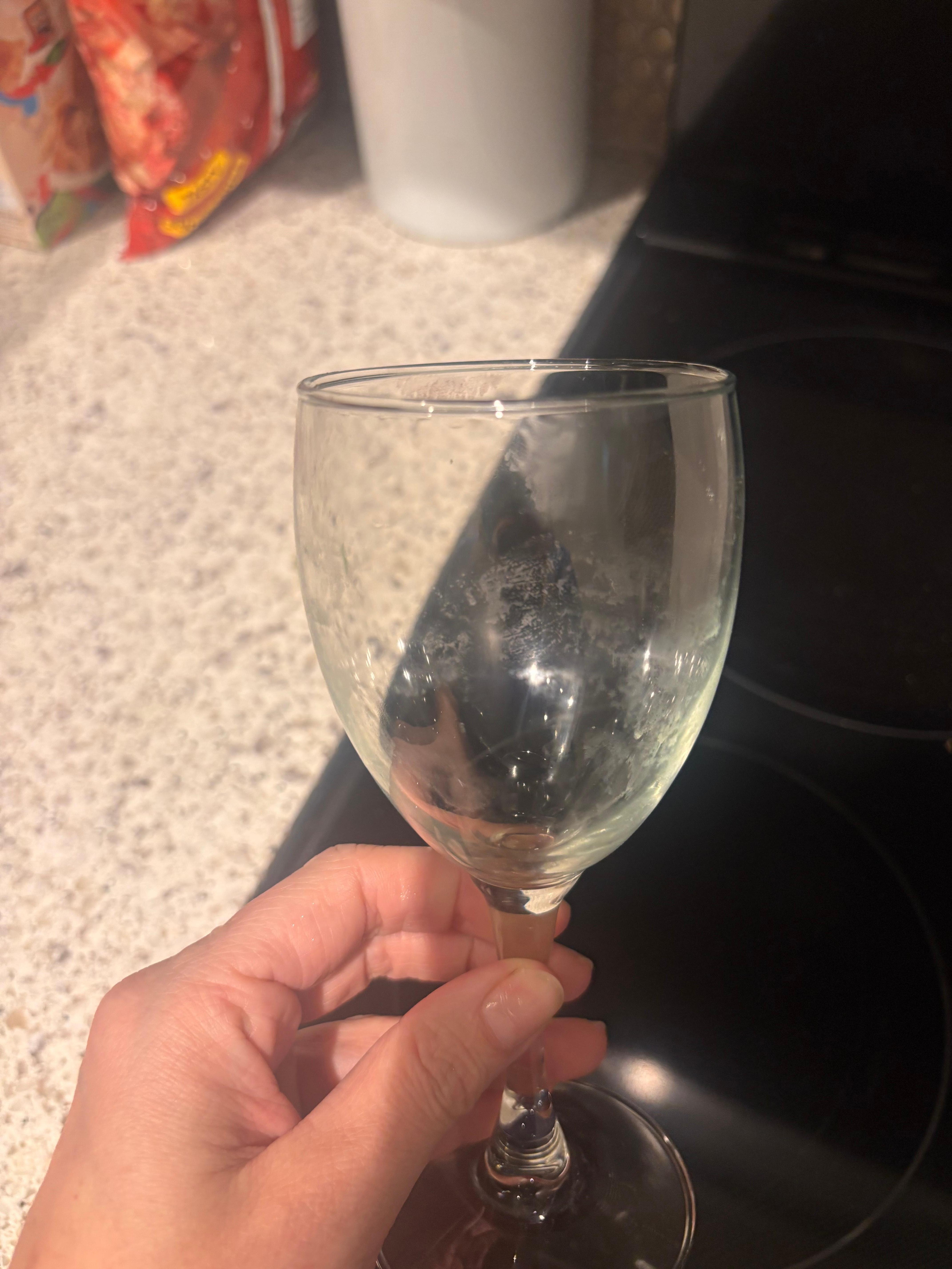 “Cleaned” wine glasses left in our cupboards. Disgusting 
