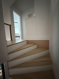 Spiral at top of staircase had no handrail. Our daughter slipped and fell going down here on day one. Luckily caught herself after sliding down a few steps and was okay.