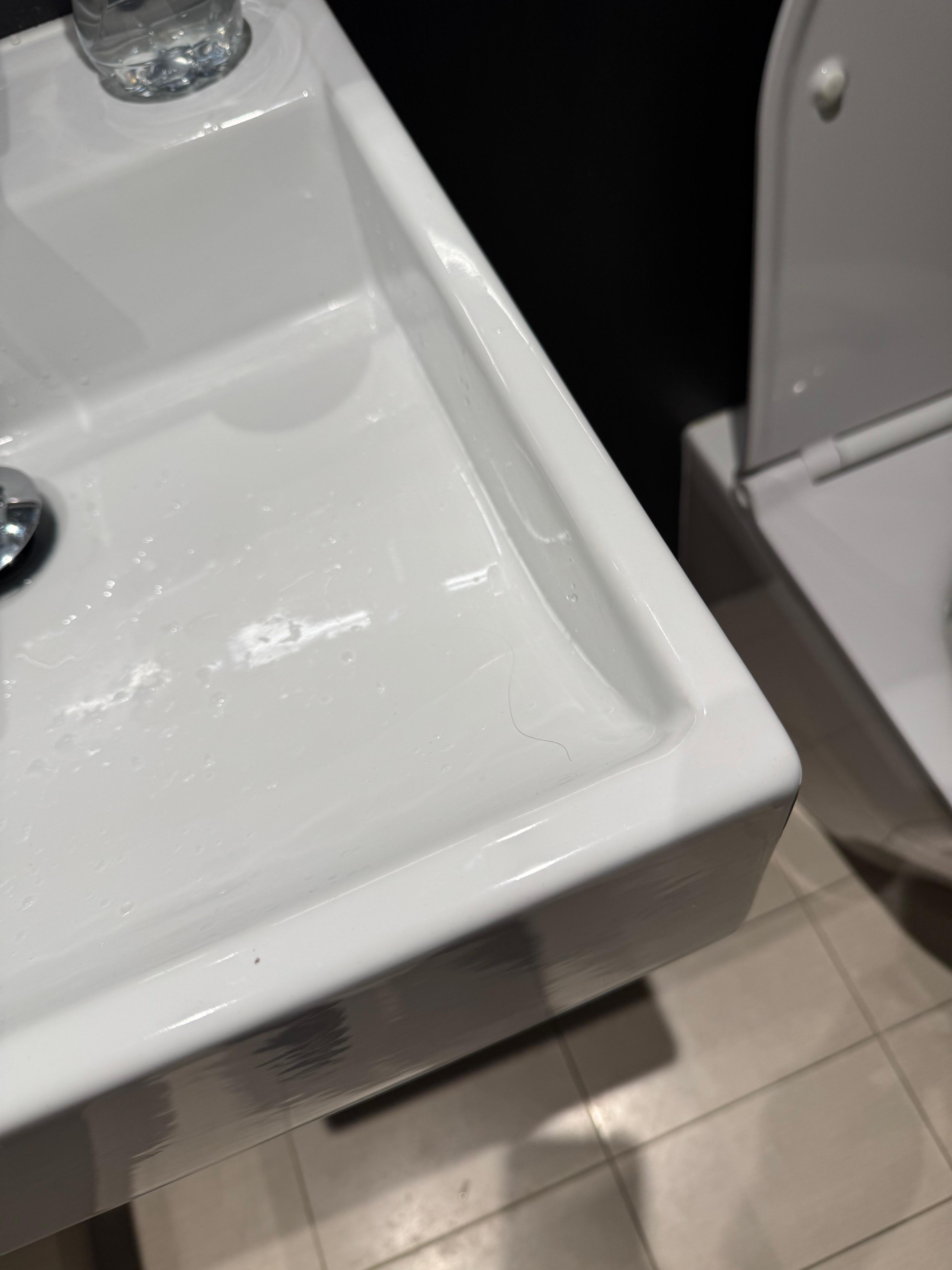Wash basin have hairs and not cleaned 